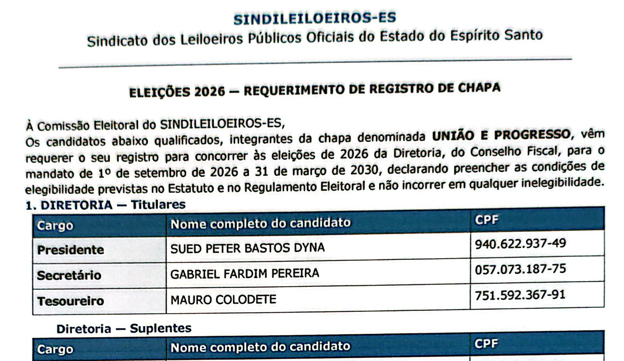 REQUERIMENTO DE REGISTRO DE CHAPA ASSINADO